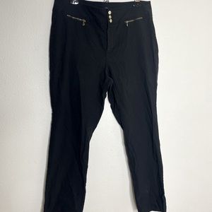 Anne Klein Black Dress Pants-Size 16P Straight Leg-Gold Accents W Logo